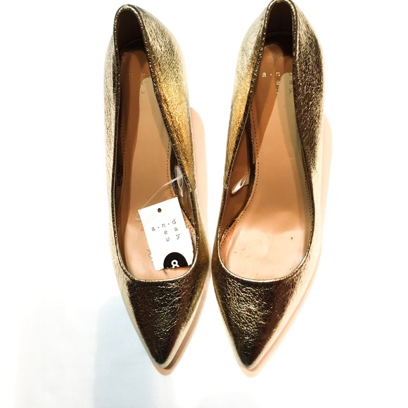 a new day Shoes - A New Day Gold Foil Pointed Toe Pumps